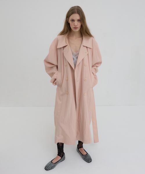 SIGNATURE OVERSIZED TRENCH COAT_PEACH