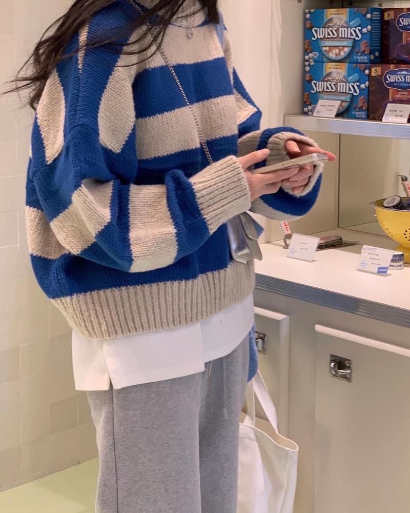 [여유주문](울30)롤리팝 단가라 니트(3col)