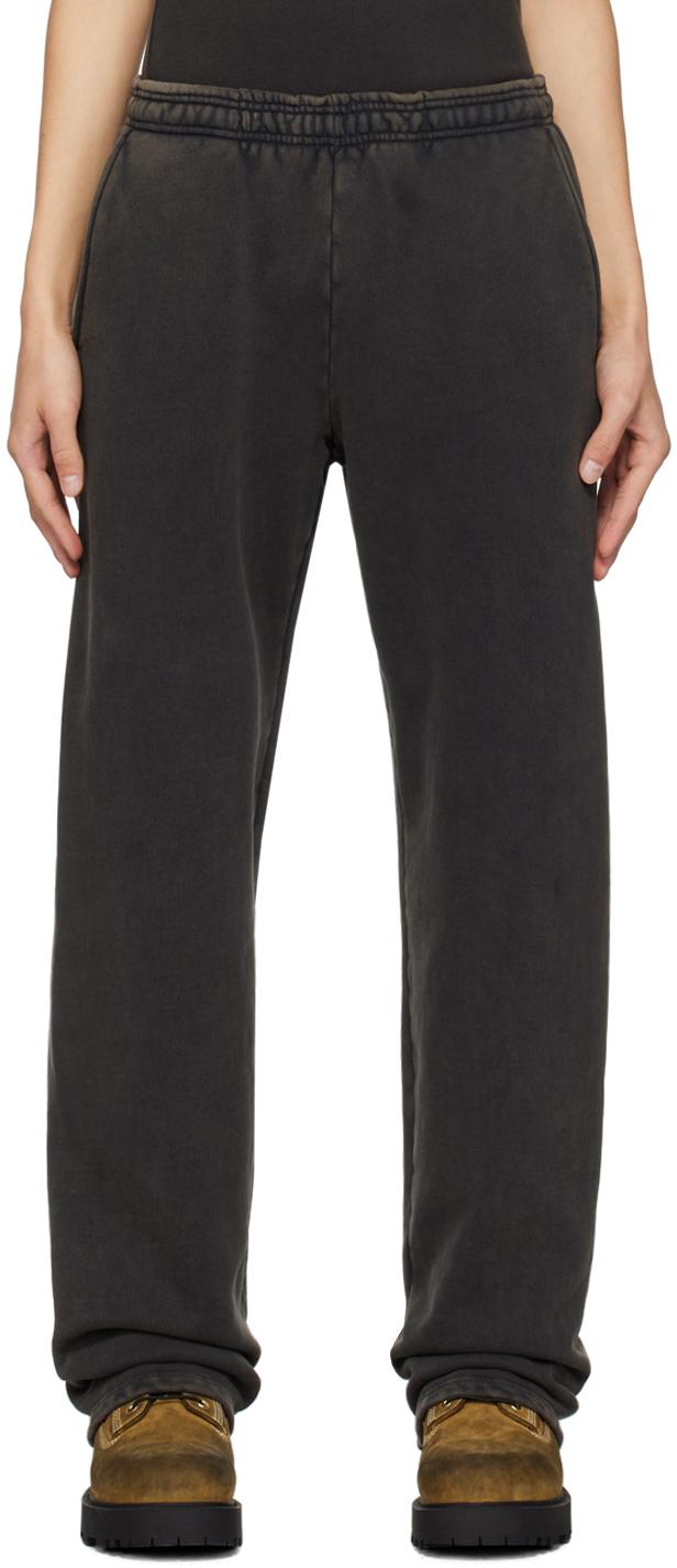 블랙 스트레이트 핏 스웨트팬츠