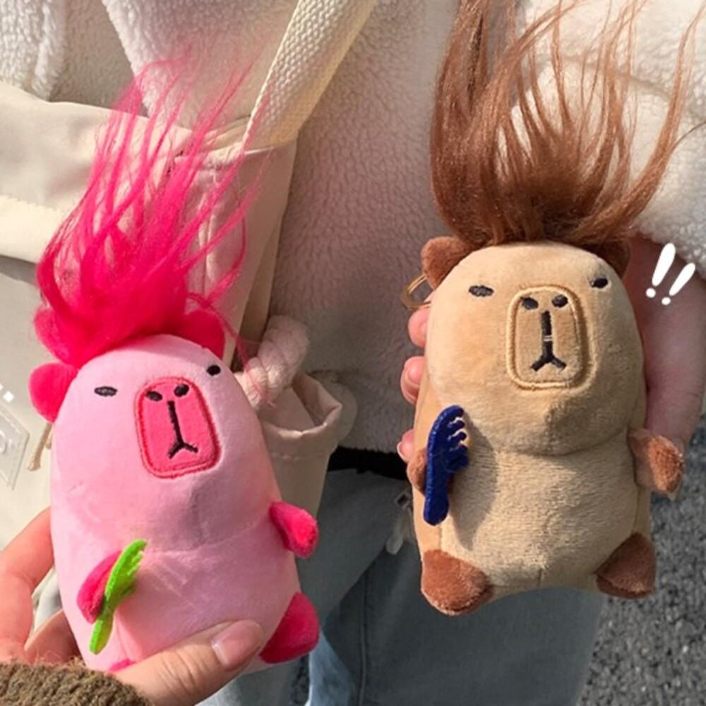 클릭시 머리카락 카피바라 장발카피바라인형 핑크 키홀더 2color 무료배송