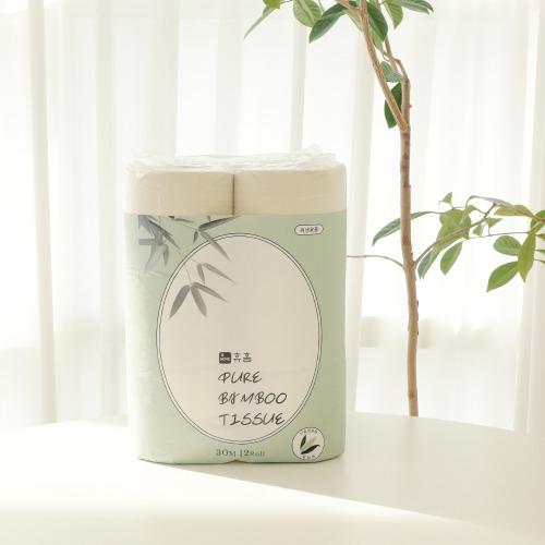 휴홈 먼지없는 퓨어 대나무 화장지 3겹 30M 12롤 미니팩 휴지