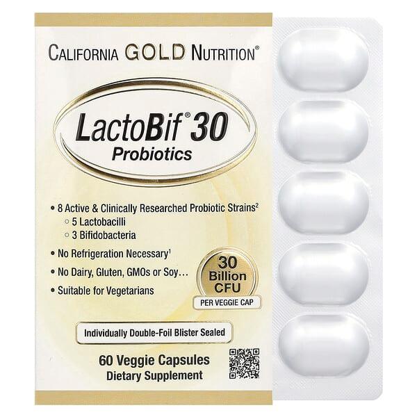 California Gold Nutrition, LactoBif 30 프로바이오틱, 300억CFU, 베지 캡슐 60정