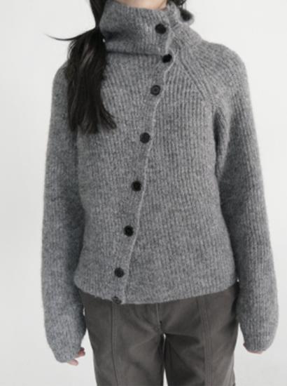 다이애그널 울 하이넥 가디건 (2c)