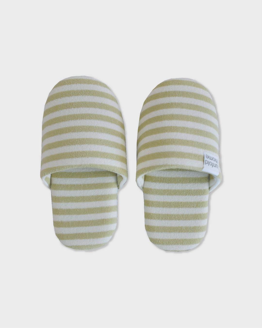 Stripe terry room shoes (olive-beige)