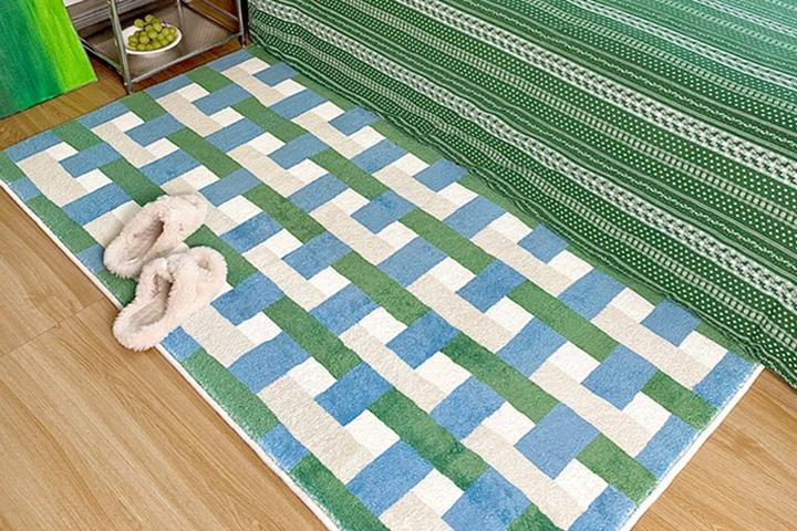 블루 그린 러그 미니 롱 러그 침실 거실 주방 매트 4size