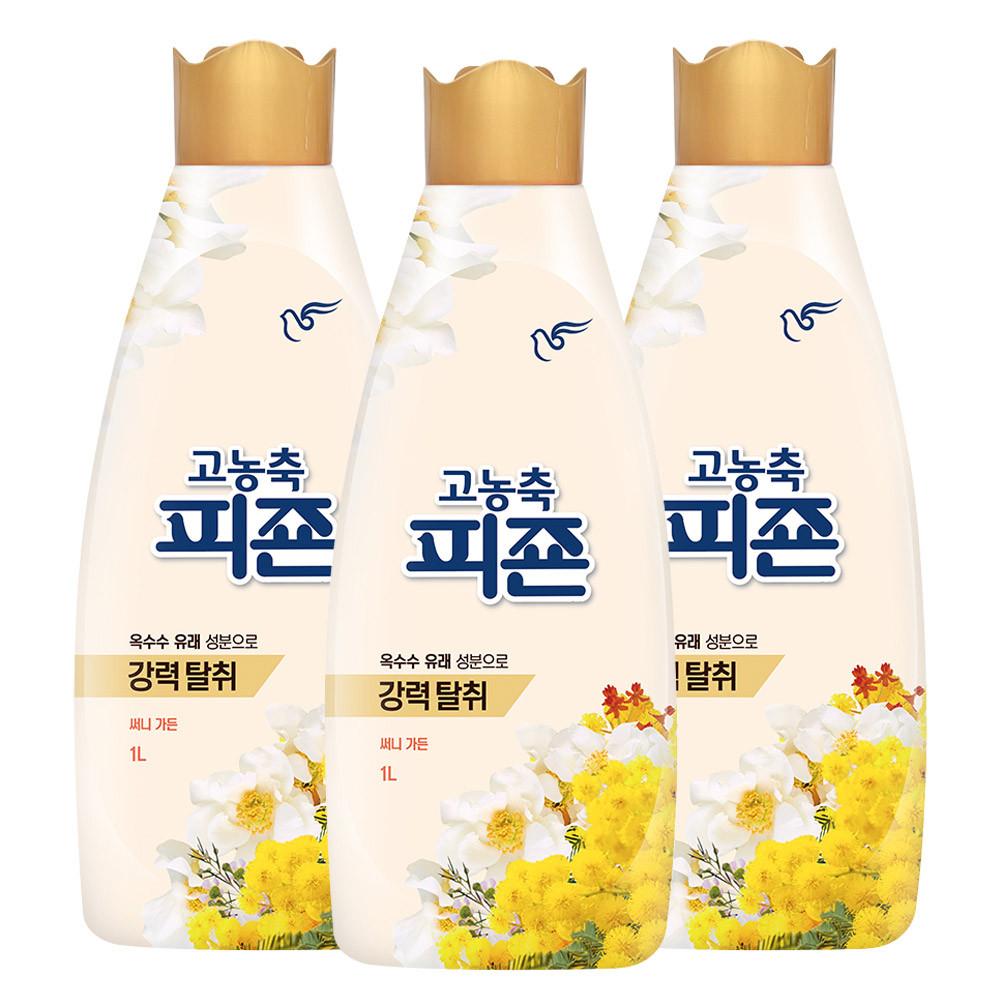 피죤 고농축 섬유유연제 써니가든 옐로미모사 본품 1000ml 3개 핑크로즈 블루비앙카