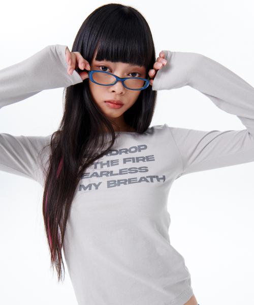 레터링 슬림 L/S 티 [그레이]