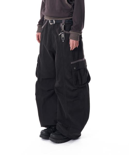아캄(AAKAM)  Knee Pin-tuck Contrast Cargo Pants (Black) - 사이즈 & 후기 | 무신사