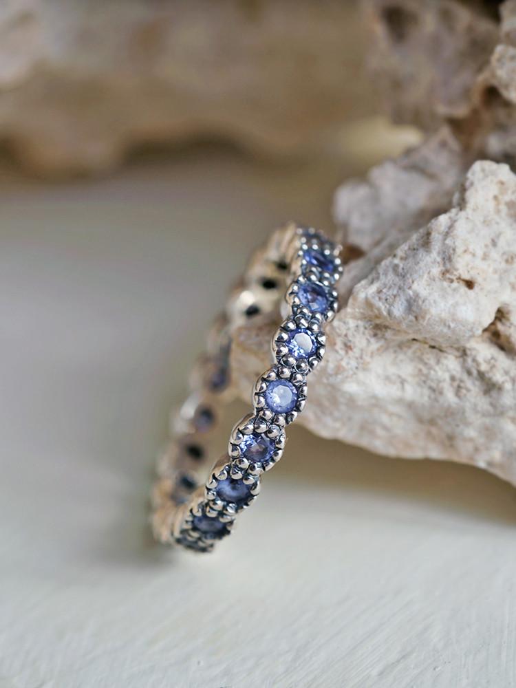 925silver 탄자나이트 원형 가드링