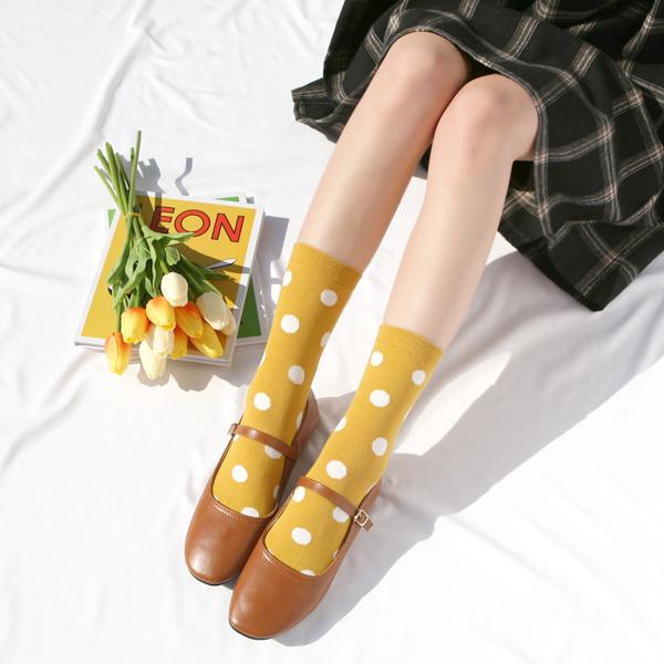 [10켤레]W239 미들도트 긴양말 여자