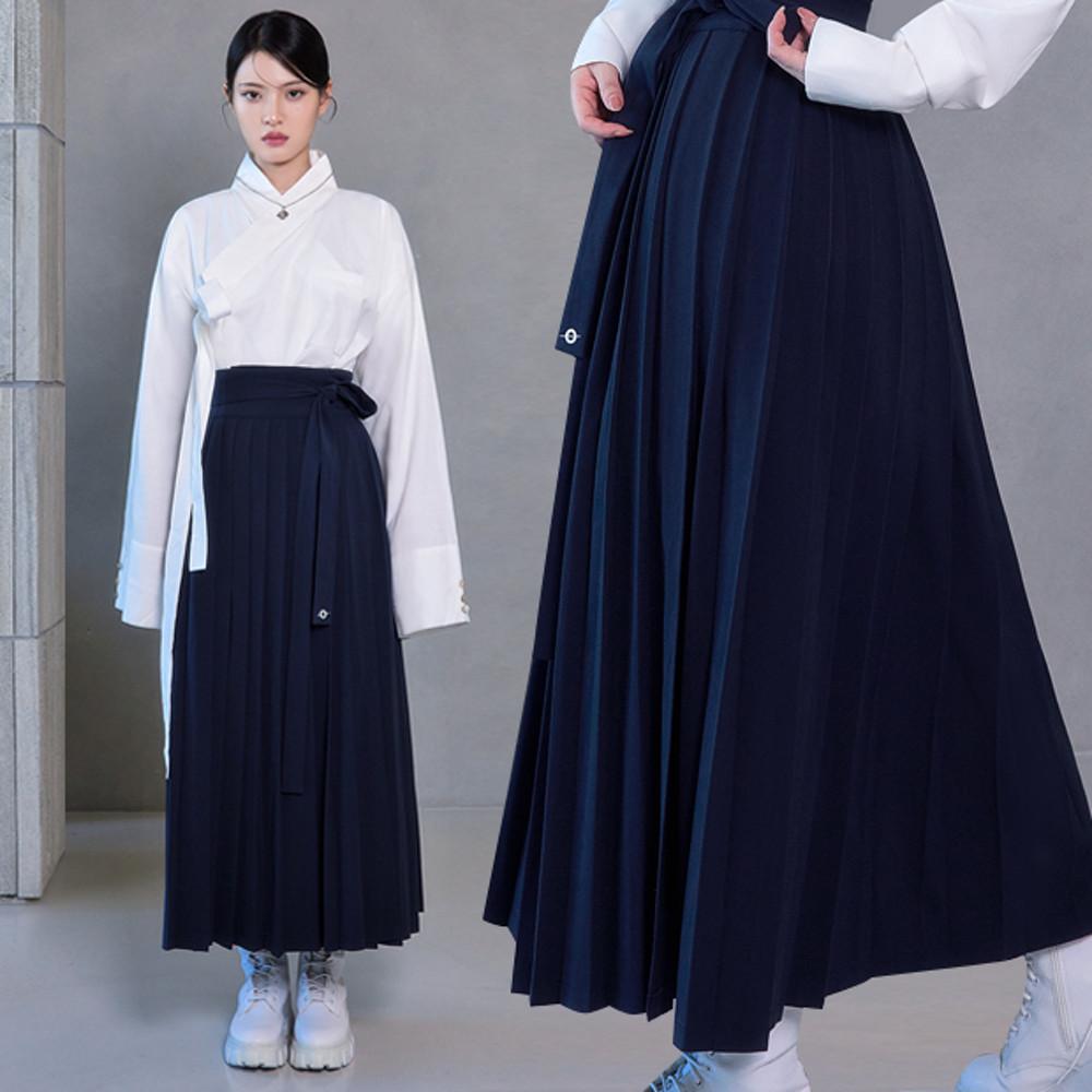 TM3 심해 네이비 주름 치마 플리츠 스커트