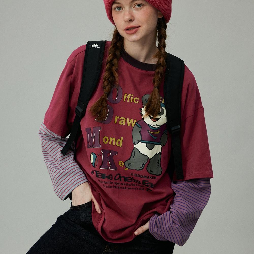 ODD MAKER 티셔츠 페이크 레이어드 롱슬리브 루즈핏 긴팔티 3컬러
