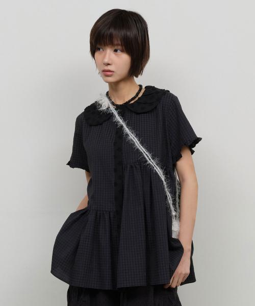 Textured Collar Top [Black]