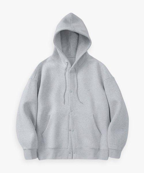 클럽 오버핏 스냅 후드 자켓 _Melange Ivory