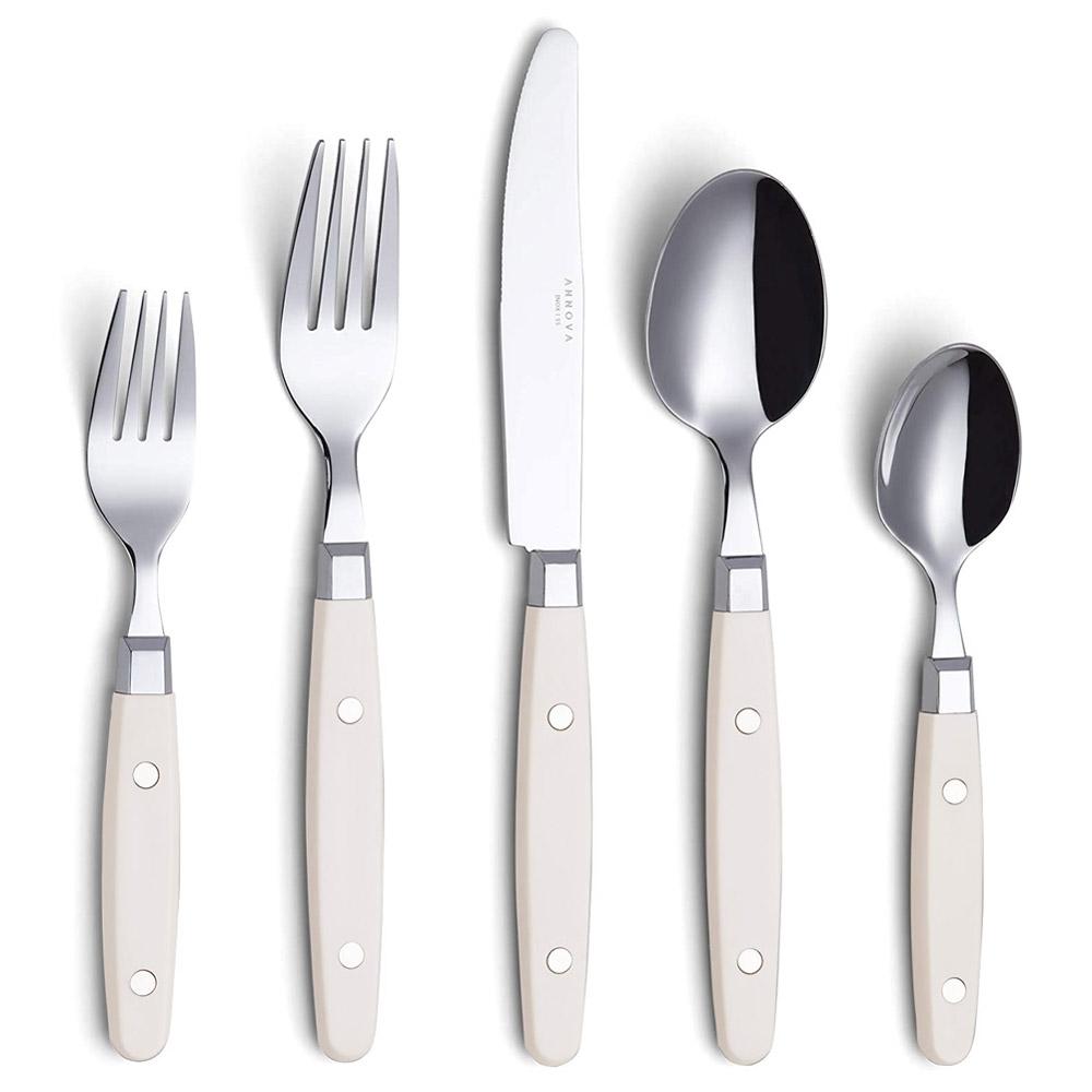 아노바 레트로 커트러리 5종 크림화이트 디너 디저트 나이프 포크 스푼