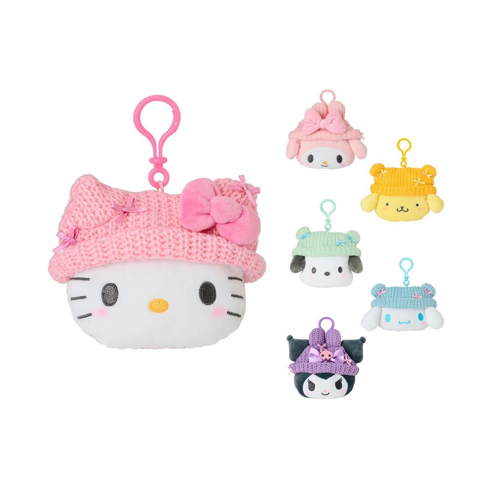 산리오｡ 뜨개모자 페이스 파우치