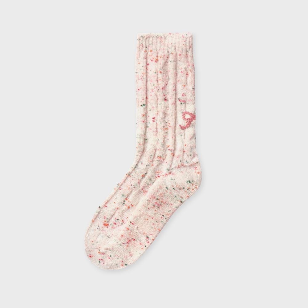 RIBBON GIRL boucle embroidery wool nep pink