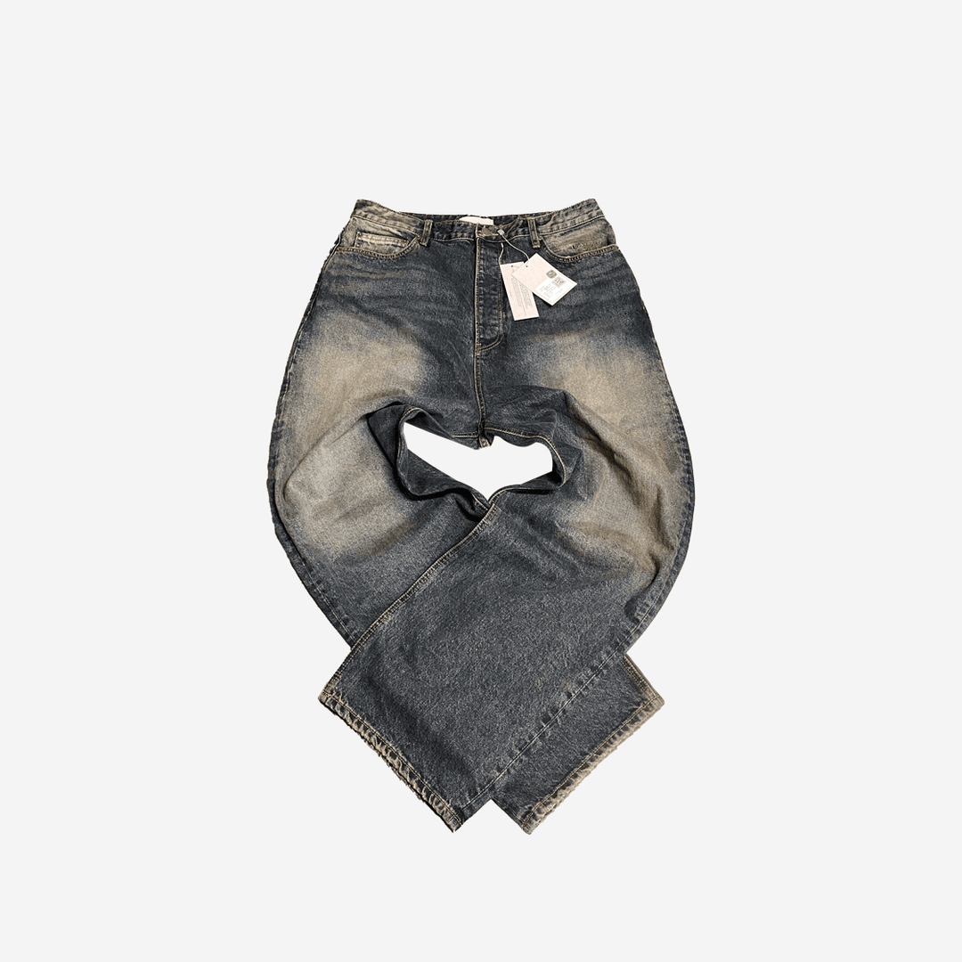 Undermycar Mu.26 Anti Fxxking Logo Play Brush Washed Wide Jeans Oil Blue
