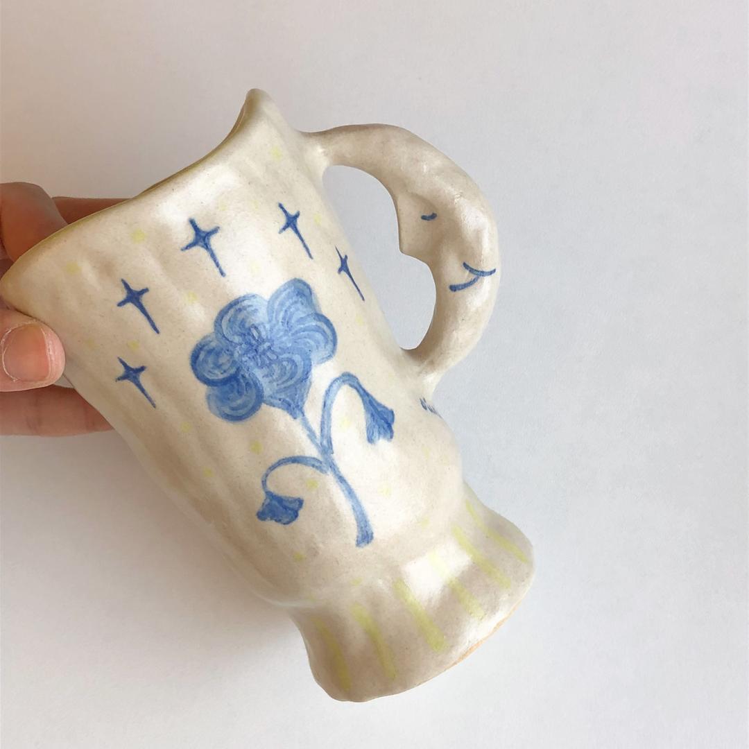 (D'unique) Glass Flower Moon Mug Faded