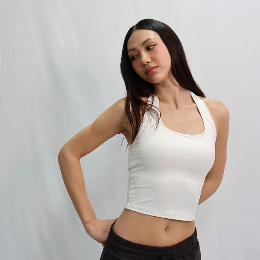 SUKHAA 아이보리 홀터넥크롭탑 요가복 브라탑