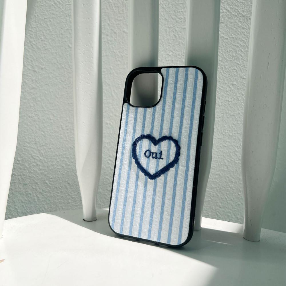 Stripe Heart 감성 한가득 하트 일러스트 패브릭 자수 케이스 아이폰 갤럭시