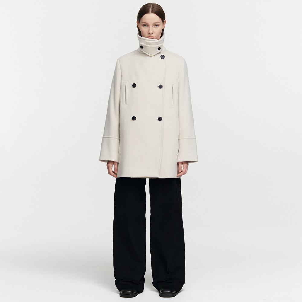 WOOL PEA COAT (IVORY)