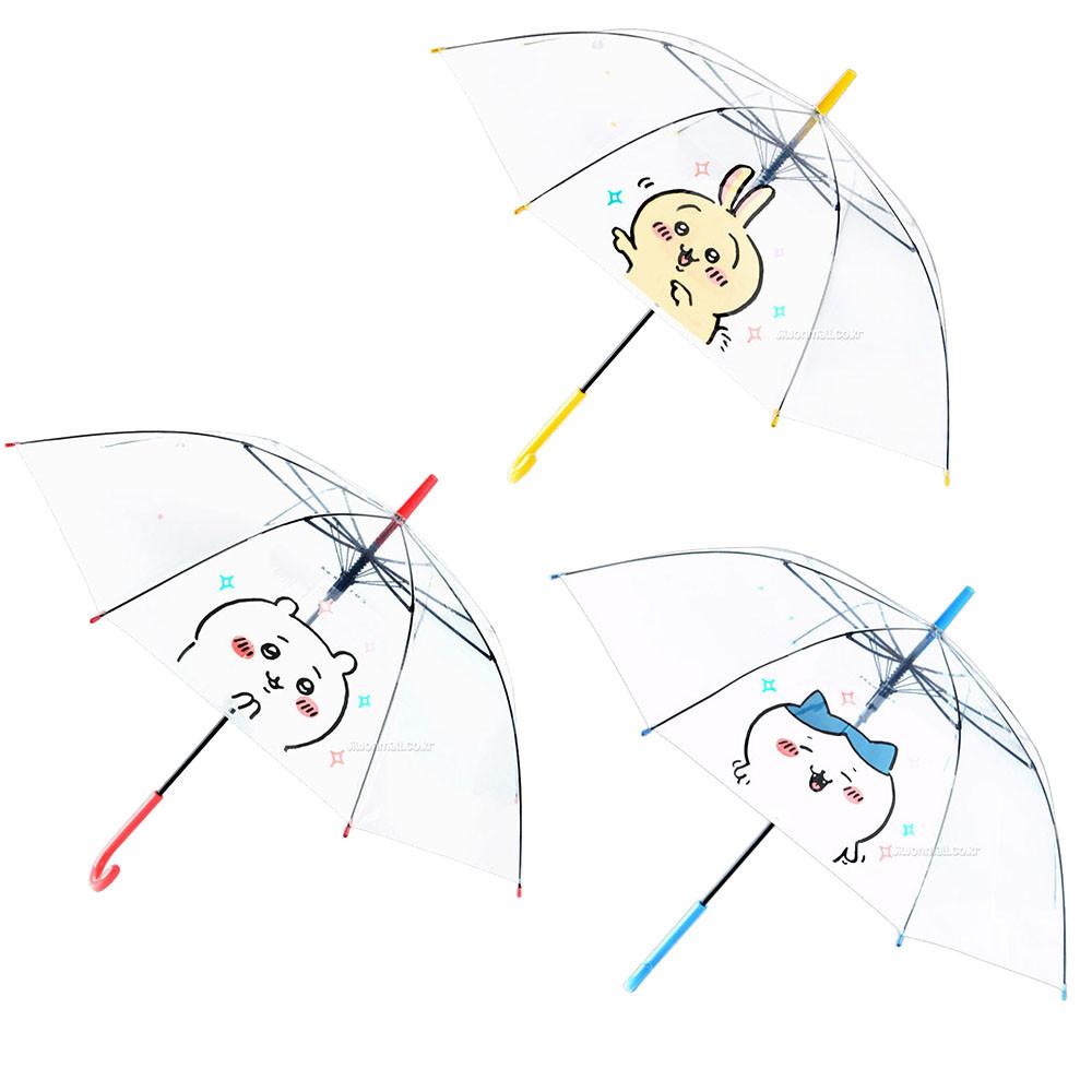 먼작귀 치이카와 투명 장우산 60cm 반자동 접이식 휴대용 하치와레 우사기