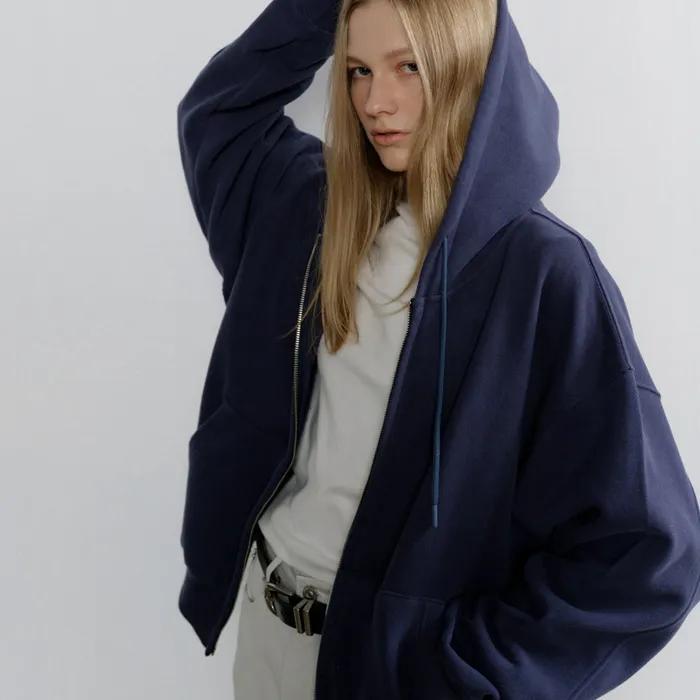 Soft Double Hoodie Zip-up_Vintage blue