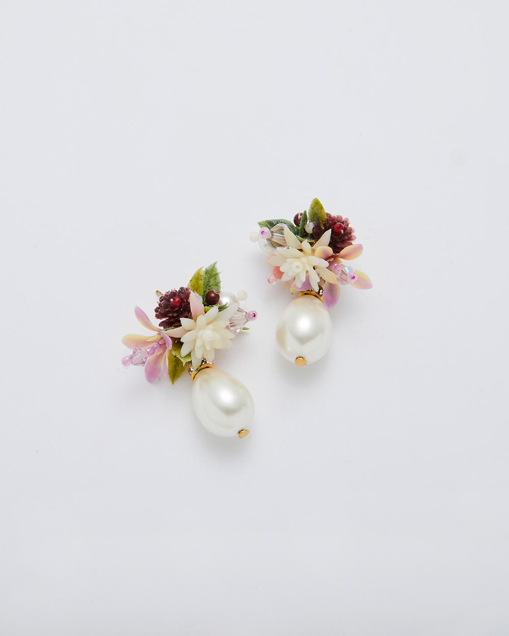 Flower Blast Drop Earrings Burgundy