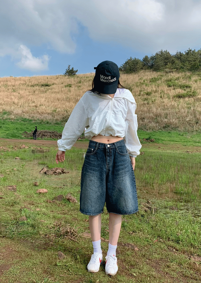 로브씨엘 보이 딥블루 버뮤다 데님 팬츠