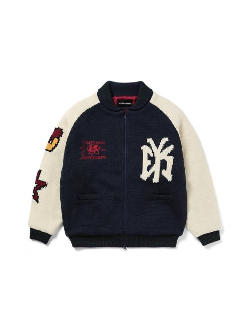 Raglan Knit Varsity Jacket Navy