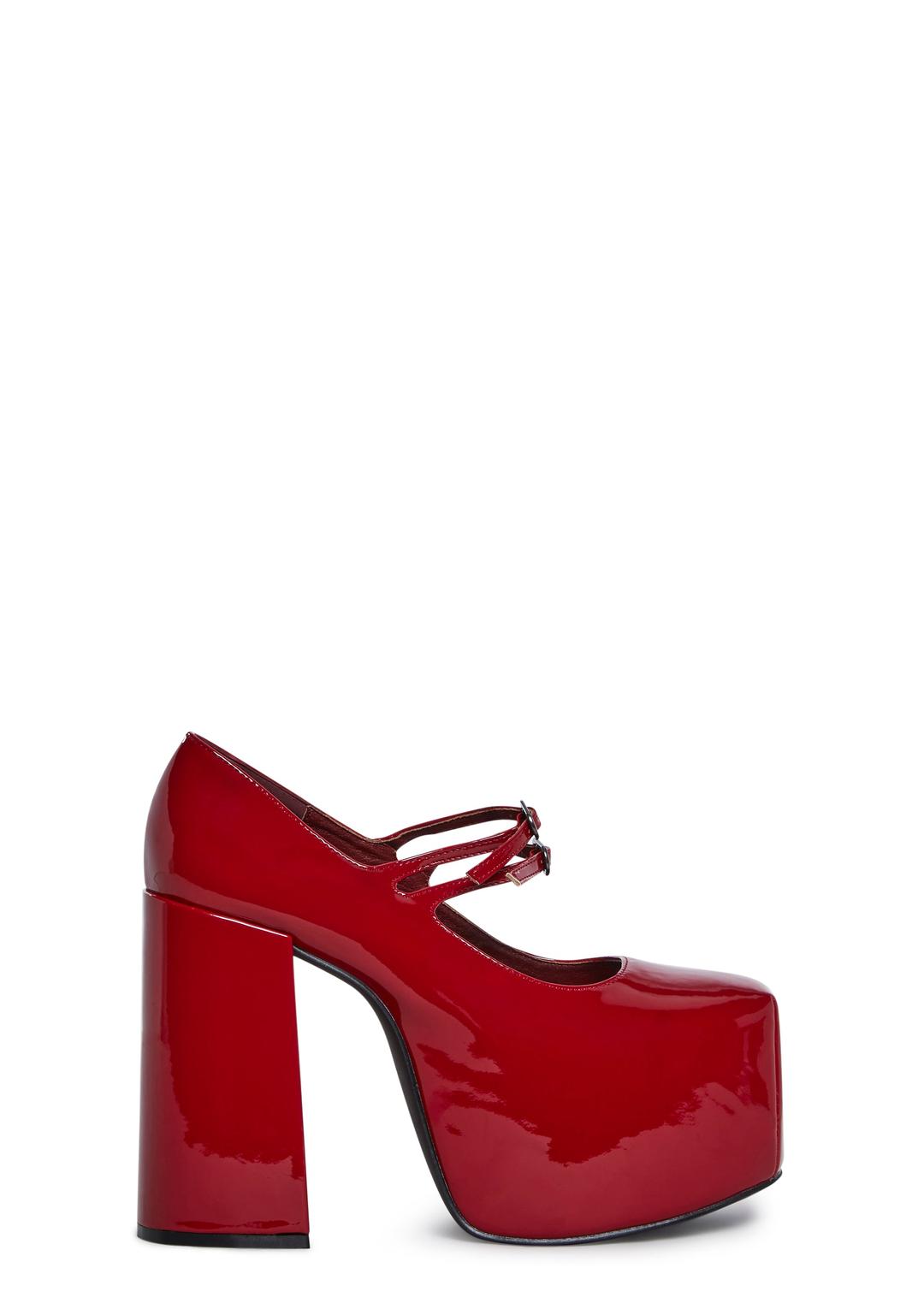 Macabre Meetup Platform Mary Janes - Red - RED / US 5