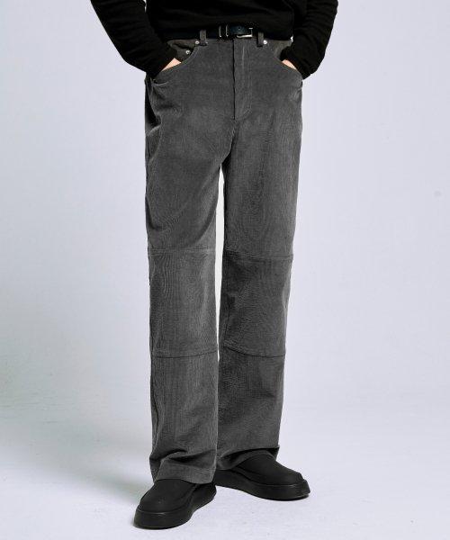 절개 코듀로이 와이드 팬츠(GRAY)