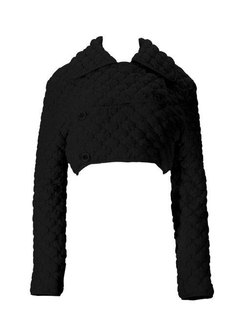 SIGNATURE CROSSOVER SHIRRING PADING JACKET BLACK