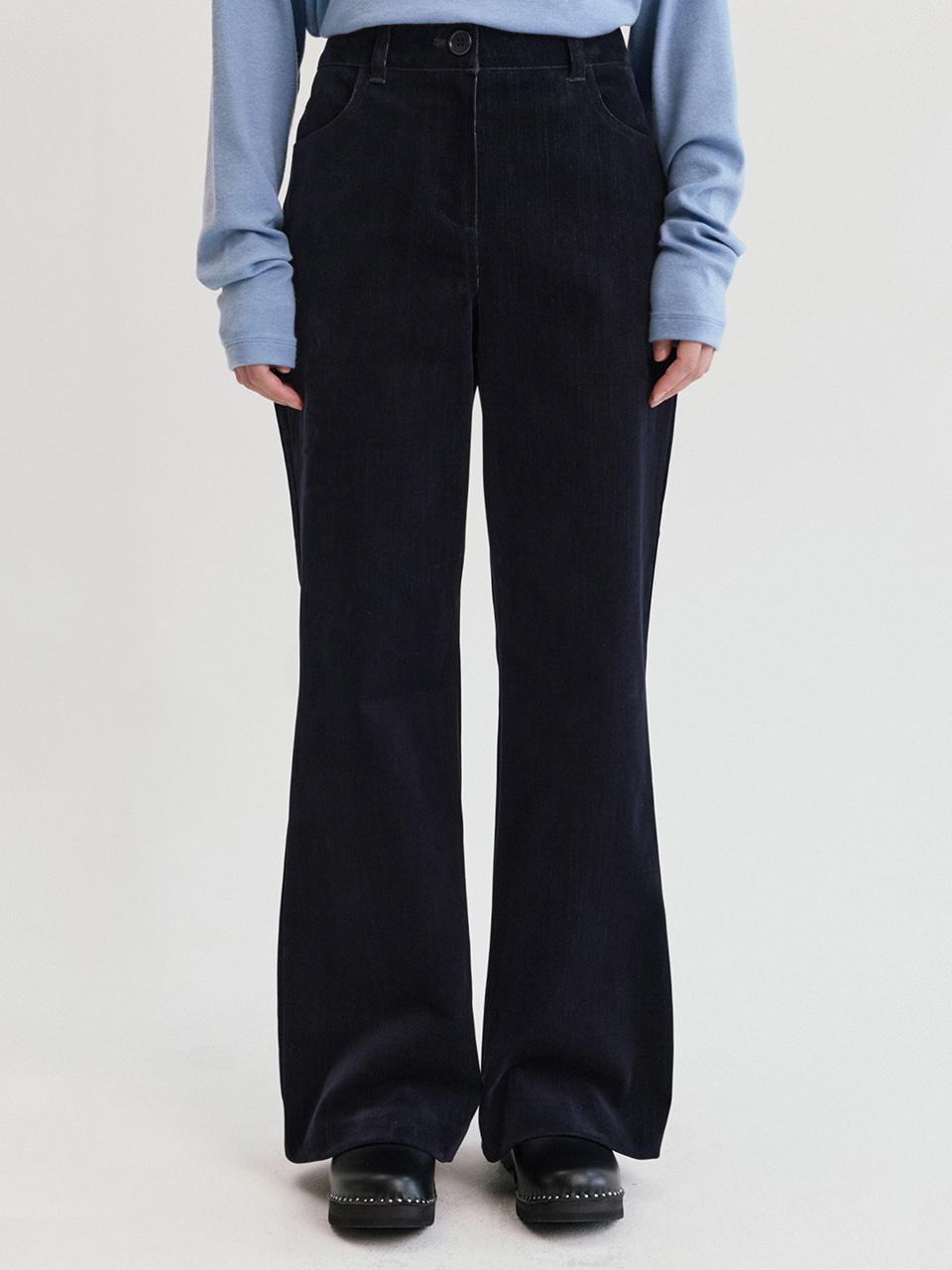 Velvet Denim Pants-Navy