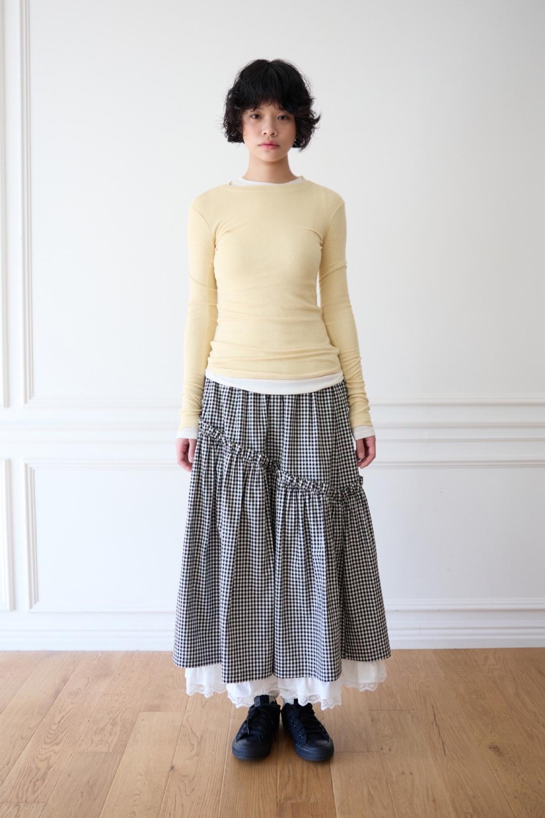 Alice check frilled skirt (Black)