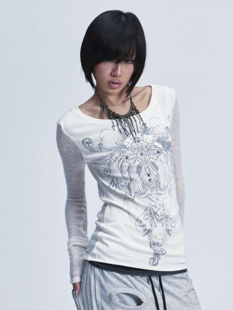 Two Tone Stretch Cross Rivet Top【s0000015010】