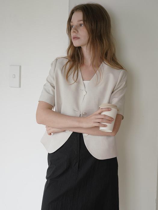 [CINDY] Summer half sleeve jacket_oatmeal