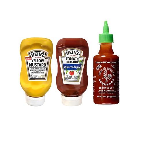 Miau 저칼로리소스 3종세트 하인즈 리듀스드 케찹 369g+하인즈 옐로우머스타드 396g+후이퐁 스리라차 소스 255g 다이어트 - 케첩 | 쿠팡