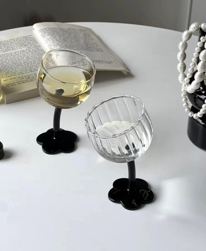 오렌지베케이션 블랙 플라워 고블렛잔