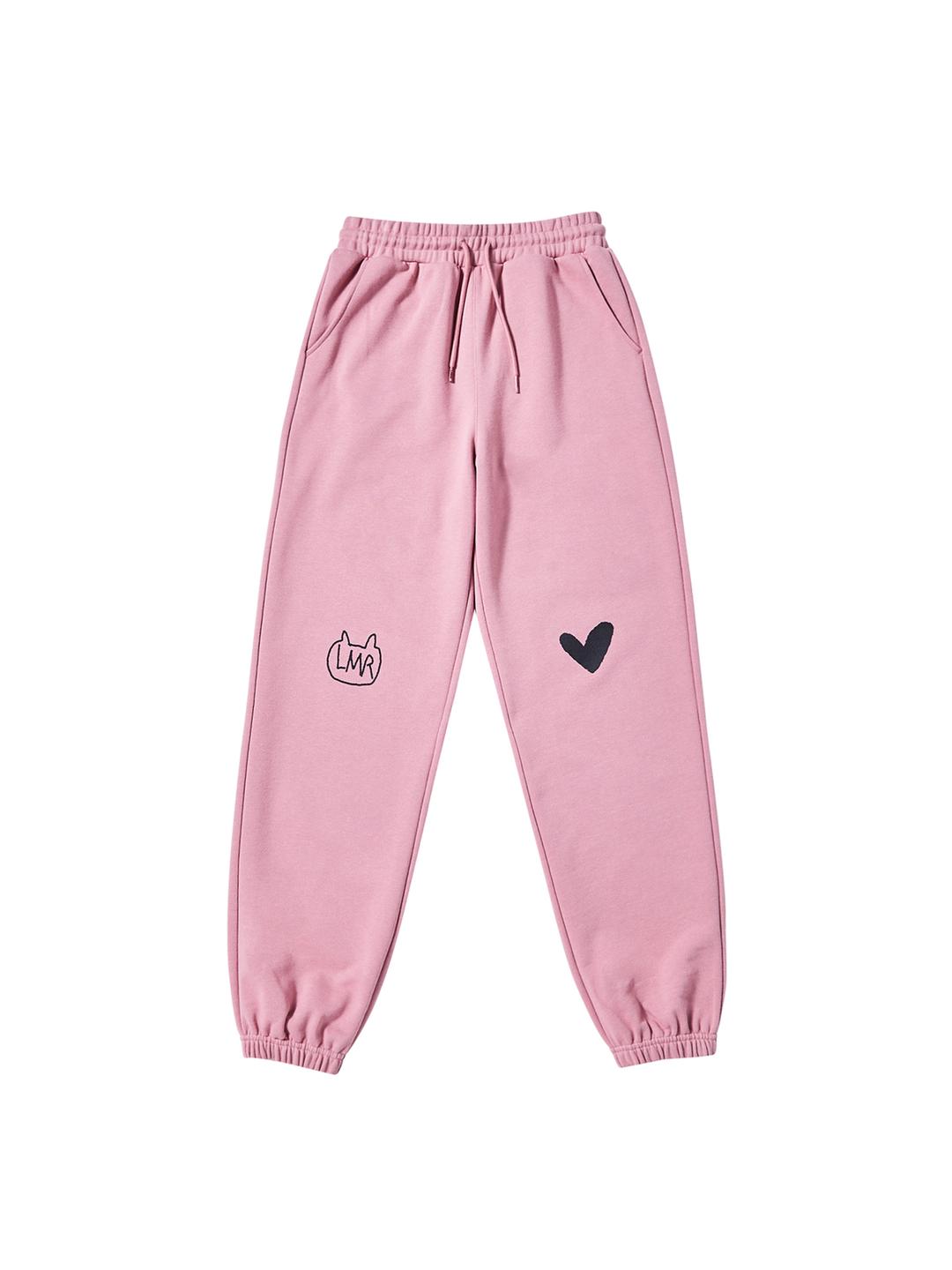심볼 로고 하트 드로잉 스웻 조거팬츠 PINK