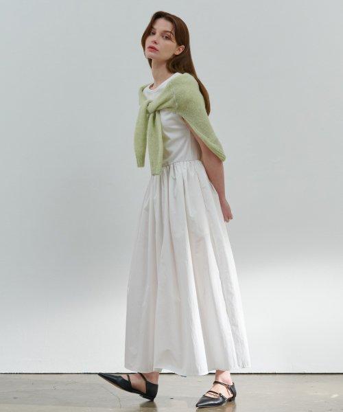 23 SS 드롭 숄더 레이어드 원피스 (화이트)