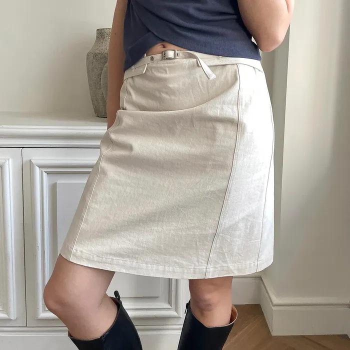 Belt Midi Skirt (beige)