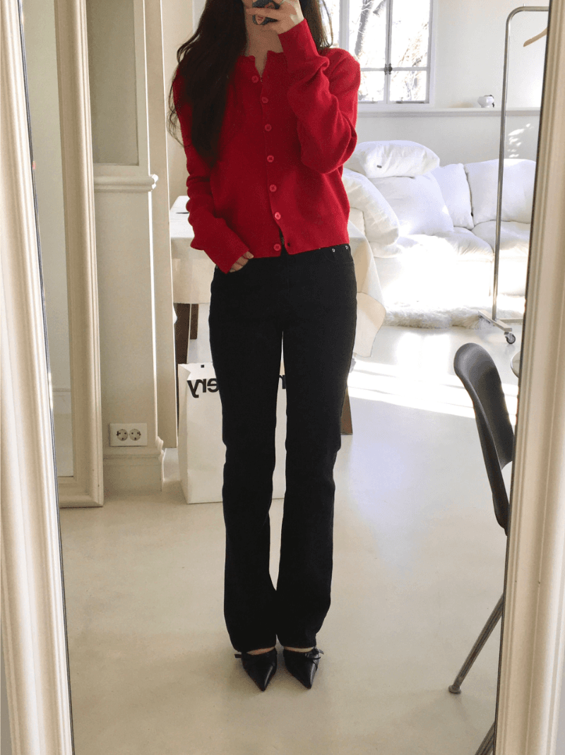 [기모 ver.] slim bootscut black jeans