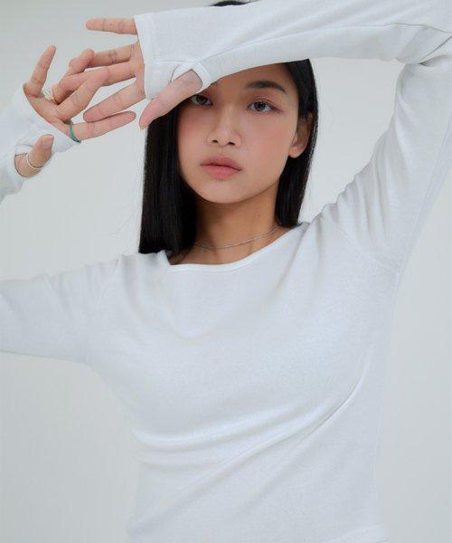 크롭핏 워머 긴팔 티셔츠 화이트