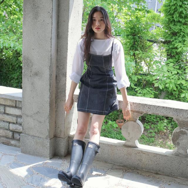 레이브 Neck Shirring Fit Mini Dress in L/Khaki VW4MO222-46