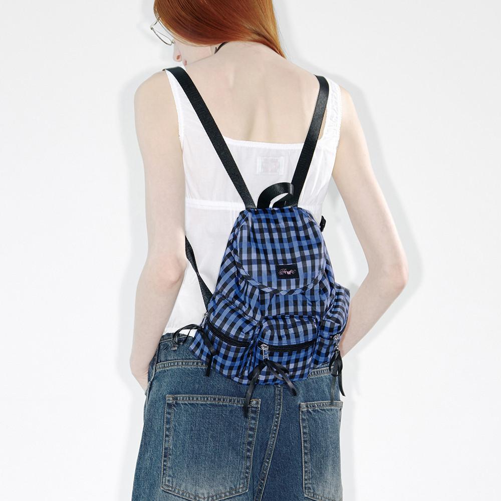 BERRY POCKET BACKPACK - CHECK BLUE