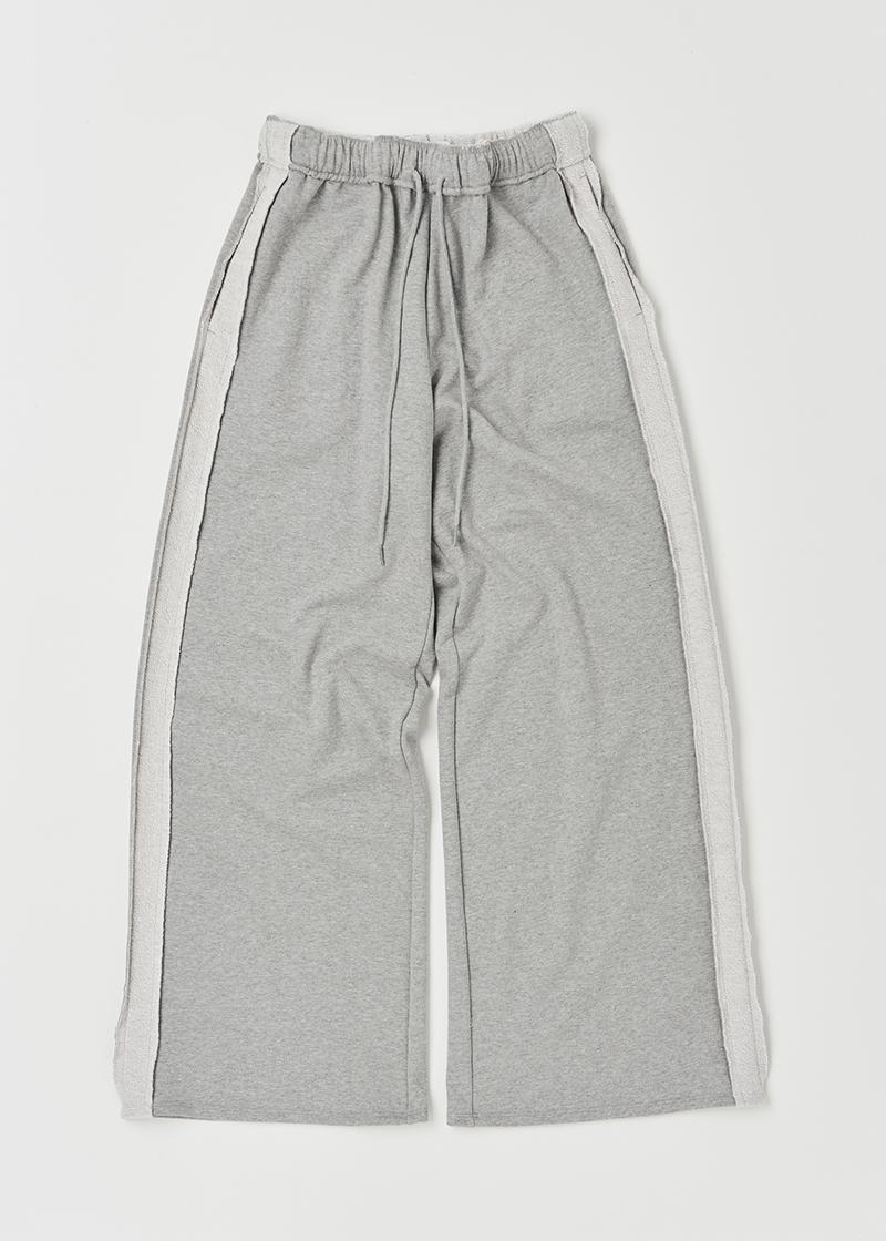 WIDE LEG SWEAT PANTS IN MELANGE GREY