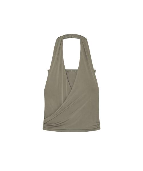 Stud Drape Halter Top Warm Gray