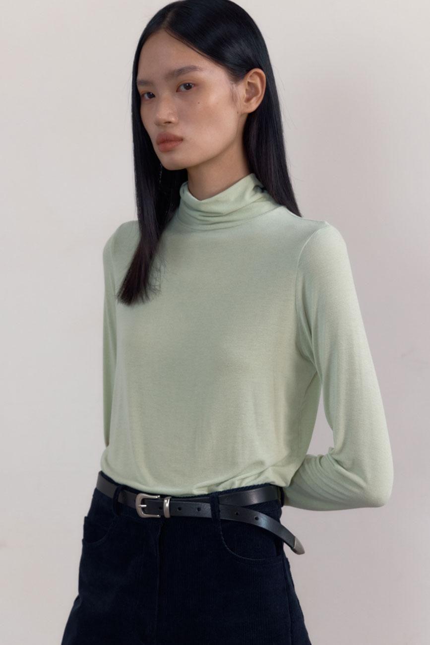 [38COMEONCOMMON] Soft Slim Turtle-neck Top (Green Mint)